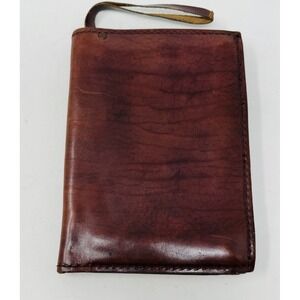 Pappagallo Handmade Passport Wallet Men‎ Brown Leather 3 Slots Inside Fold Over